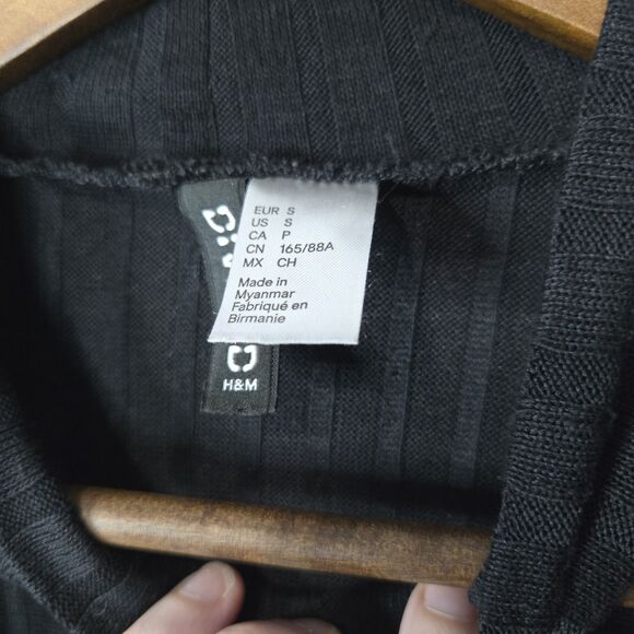 Divided Black Ribbed Fitted Top Whimsy Goth Top Small - Picture 3 of 5